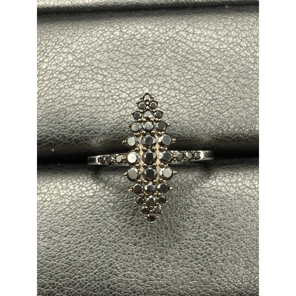 EUC Sterling Silver Black Cubic Zirconia Ring Size 9 925 F9